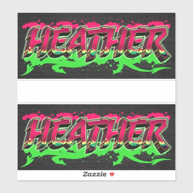 Heather First Name Graffiti Sticker (Sheet)