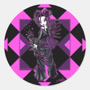 "Heather" Gothic Pink Flower Fairy Stickers