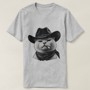 Heather Grey Cowboy Cat T-Shirt