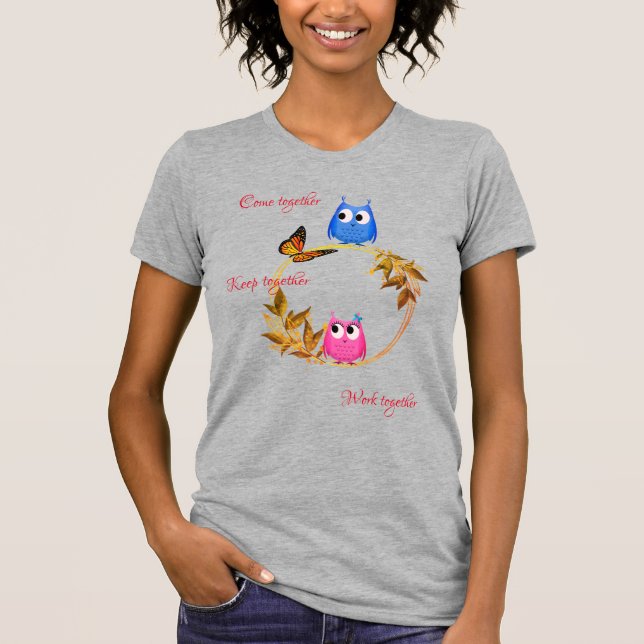 Heather Grey Customisable Butterfly Owl   T-Shirt (Front)