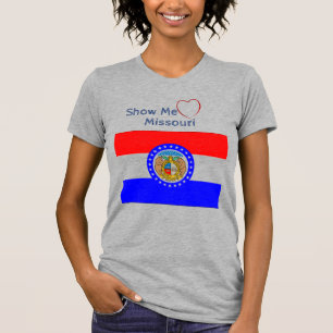 Heather Grey  'Show me' Love Missouri Patriotic  T-Shirt