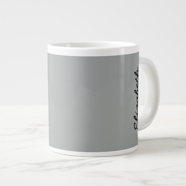 Heather Grey Solid Colour Customise It Large Coffee Mug (Front Right)