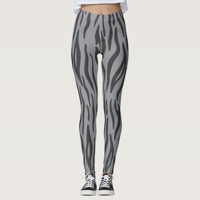 Heather Grey Zebra Print Leggings (Front)
