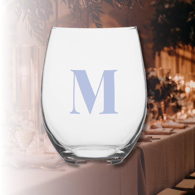 Heather Modern Monogram Initial Letter Stemless Wine Glass (Creator Uploaded)