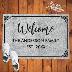Heather Modern Monogram The Family Name Welcome Doormat