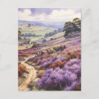 Heather Moorland Field In A Valley Landscape