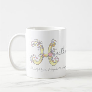 Heather name meaning monogram H personalised mug