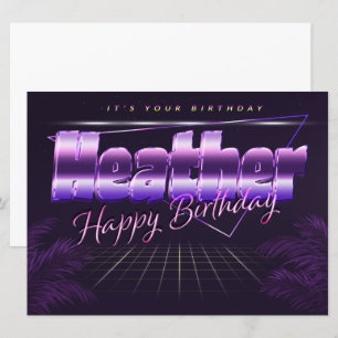 Heather Name Vorname lila retro Karte Geburtstag Card
