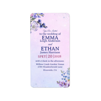 heather periwinkle plum lavender blue Wedding  Label