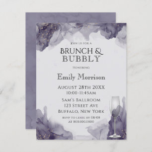 Heather Purple Gold Brunch & Bubbly Invites