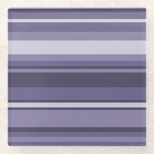 Heather purple stripes glass coaster (Front)