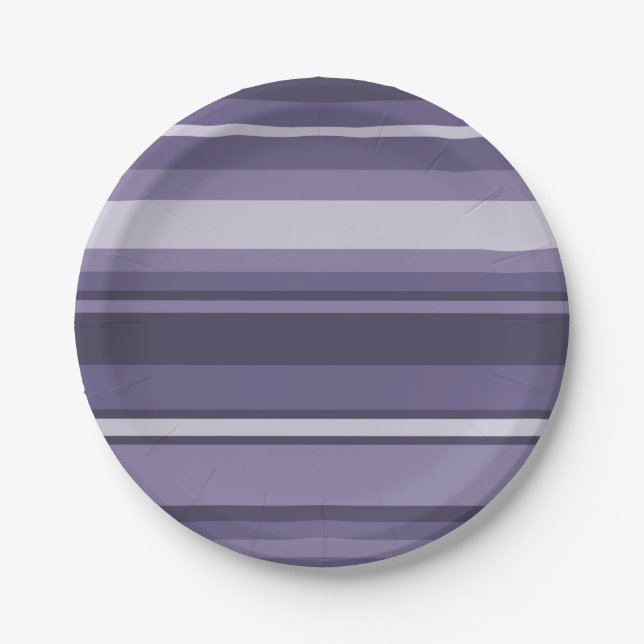 Heather purple stripes paper plate (Front)