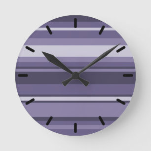 Heather purple stripes round clock