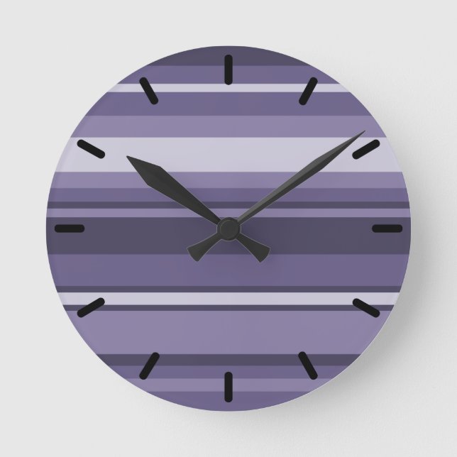 Heather purple stripes round clock (Front)