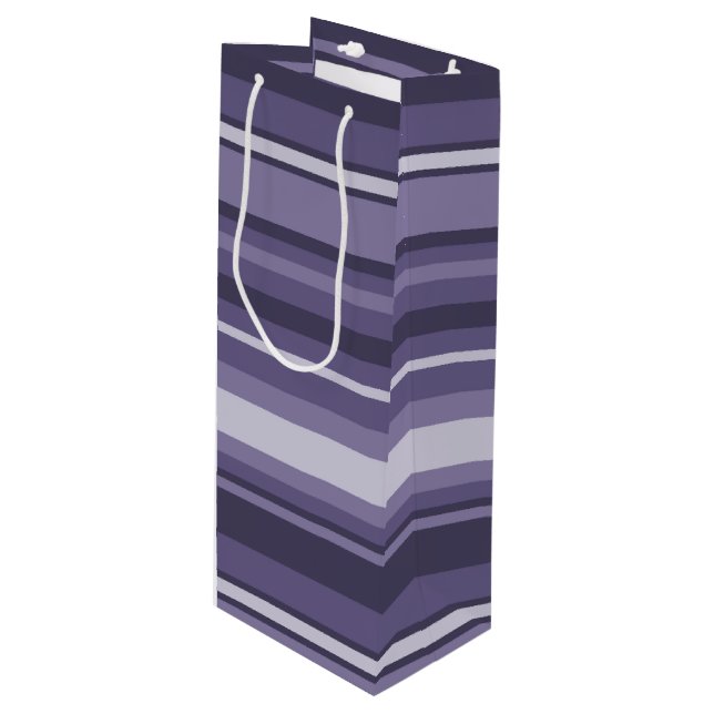 Heather purple stripes wine gift bag (Front Angled)
