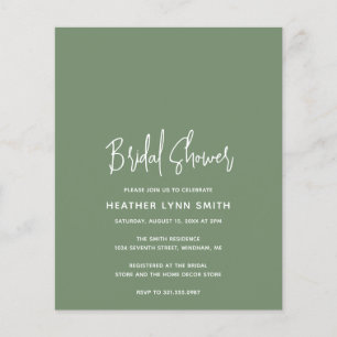 Heather Sage Green Budget Bridal Shower Invite