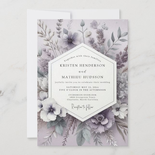 Heather Serene Meadow Wedding Invitation (Front)