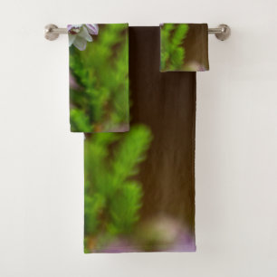 Heather Spring flower evergreen bloom purple white Bath Towel Set