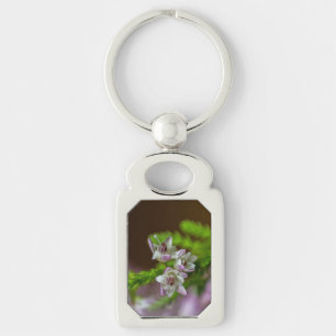 Heather Spring flower evergreen bloom purple white Key Ring
