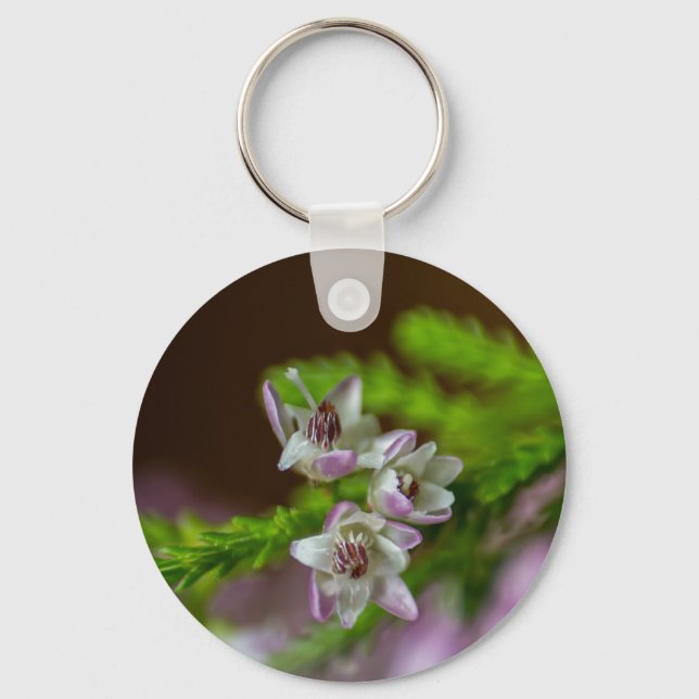 Heather Spring flower evergreen bloom purple white Key Ring (Front)