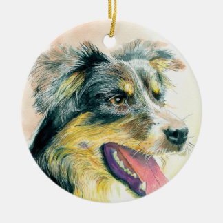Heather the Border Collie Ceramic Tree Decoration