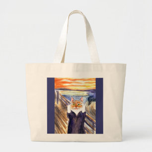 Heather the Cat in The Scream Large Tote Bag