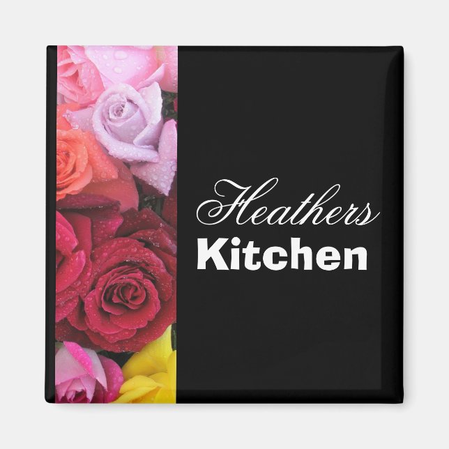 Heathers kitchen custom roses fridge magnet (Front)