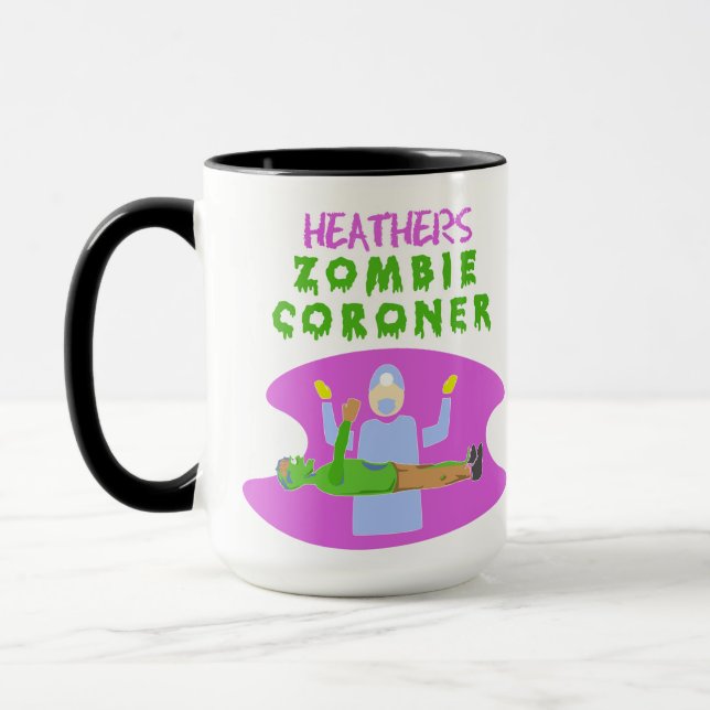 Heather's zombie coroner: Fantasy Business 15oz Mug (Left)