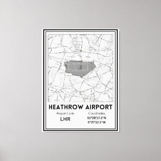 Heathrow Airport City Map Canvas Print