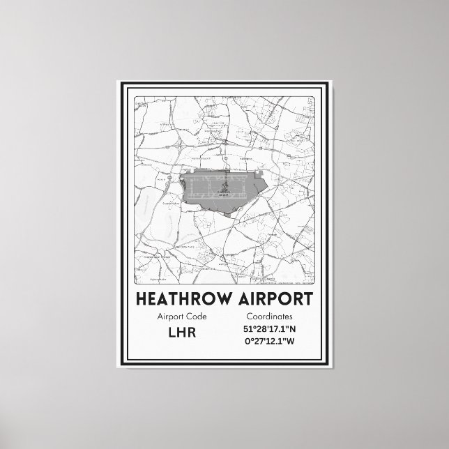 Heathrow Airport City Map Canvas Print (Front)