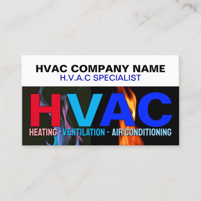 Heating and Cooling | AC & Ventilation, Pro HVAC Business Card (Front)