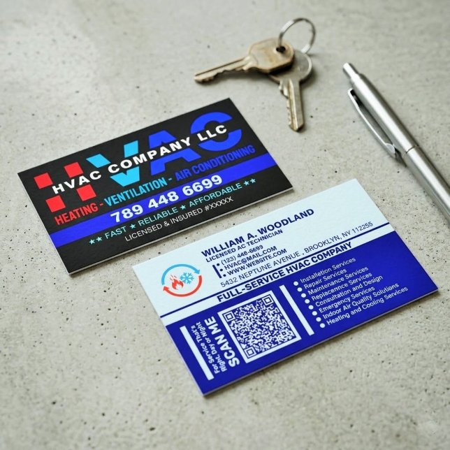 Heating and Cooling & Air Conditioning - Best HVAC Business Card (Heating and Cooling & Air Conditioning HVAC business)