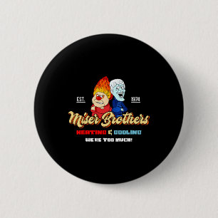 Heating And Cooling Brothers Christmas Retro  6 Cm Round Badge