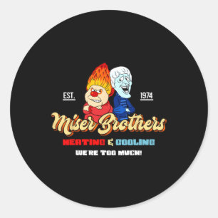 Heating And Cooling Brothers Christmas Retro  Classic Round Sticker