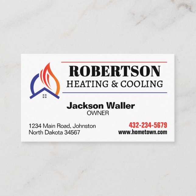 Heating and Cooling HVAC Business Card (Front)