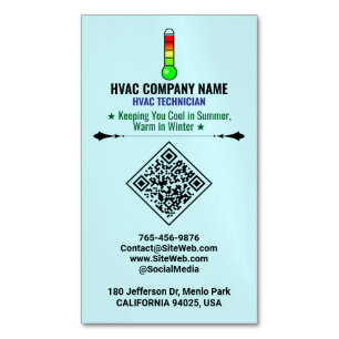 Heating and Cooling (QR Code, Logo & Slogan) HVAC Magnetic Business Card