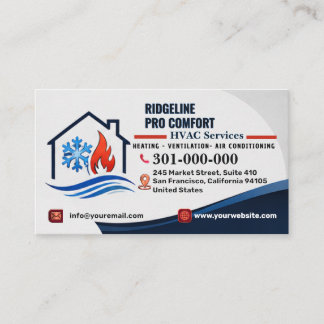 Heating and Cooling Services (HV AC) | Custom HVAC Business Card