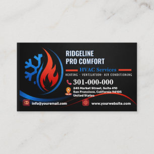 Heating and Cooling Services (HV AC) Custom HVAC Business Card