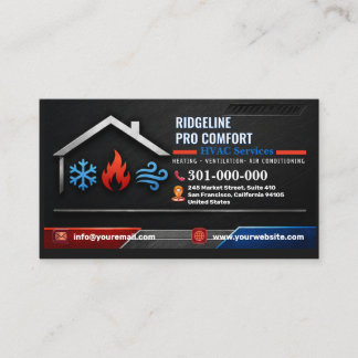 Heating and Cooling Services (HV AC) | Custom HVAC Business Card