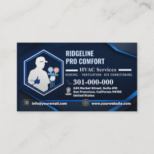 Heating and Cooling Services (HV AC)   Custom HVAC Business Card