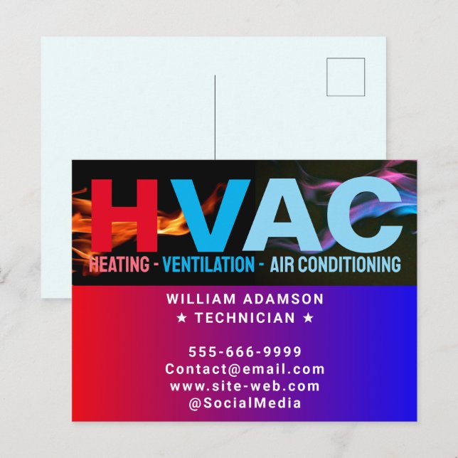 Heating & Cooling & Air Conditioning | Modern HVAC Postcard (Front/Back)