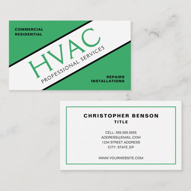 Heating & Cooling HVAC Business Card (Front/Back)