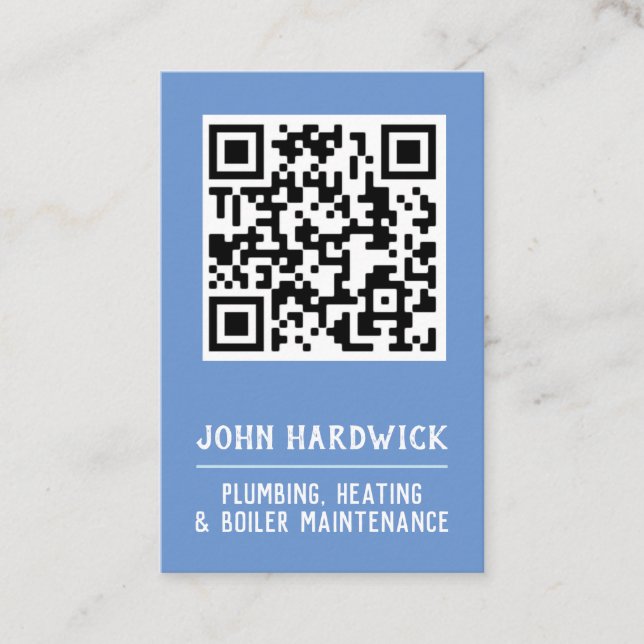 Heating, Plumbing, & Boiler Maintenance QR Code Bu Business Card (Front)