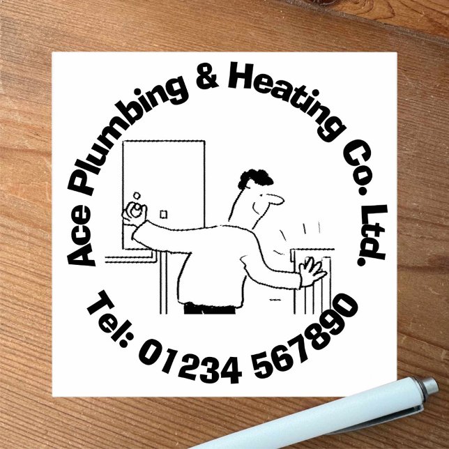 Heating & Plumbing Cartoon to Personalise. Rubber Stamp (Creator Uploaded)