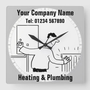 Heating & Plumbing Services Cartoon Clock