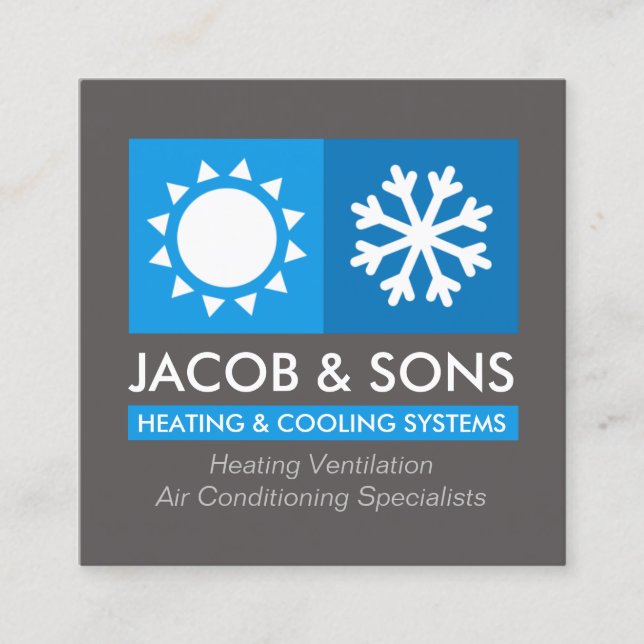 Heating Ventilation Air Conditioning Cooling Busin Square Business Card (Front)