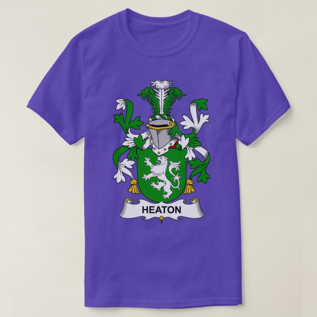 Heaton Coat of Arms Family Crest  T-Shirt (Design Front)