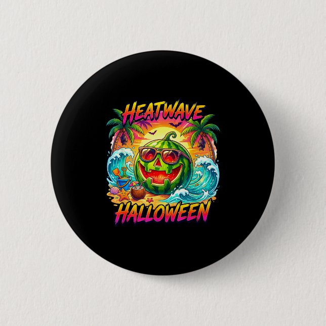 Heatwave halloween melon jack o lantern  6 cm round badge (Front)