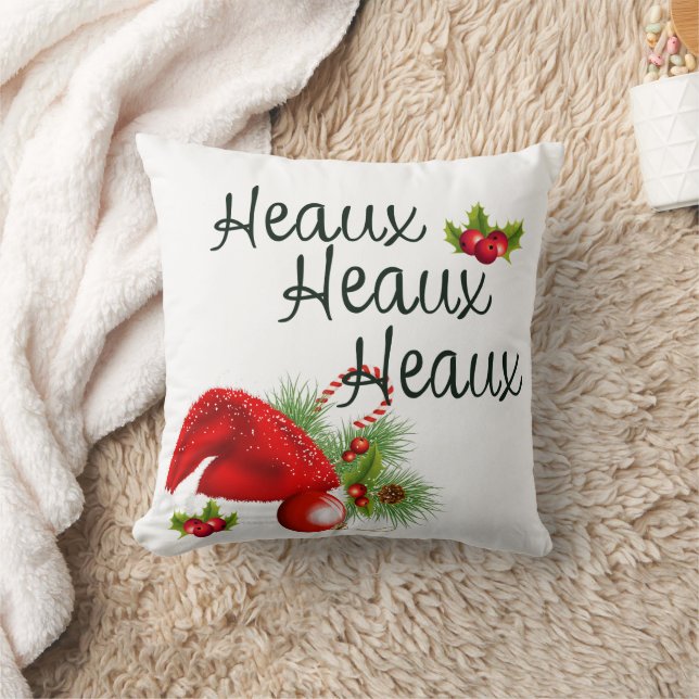 Heaux Heaux Heaux Louisiana Cajun Santa Hat Cushion (Blanket)