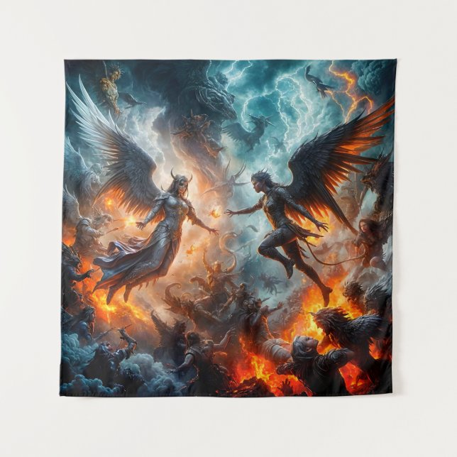 Heaven and Hell Confrontation Epic Scene Tapestry (Front)